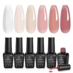 Beetles Jelly Gel Nail Polish Set 6 Colors Sheer Milky White Nude Pink Gel Polish Kit Translucent Soak off Uv Nail Gel Diy Manicure 2023 Mother’s