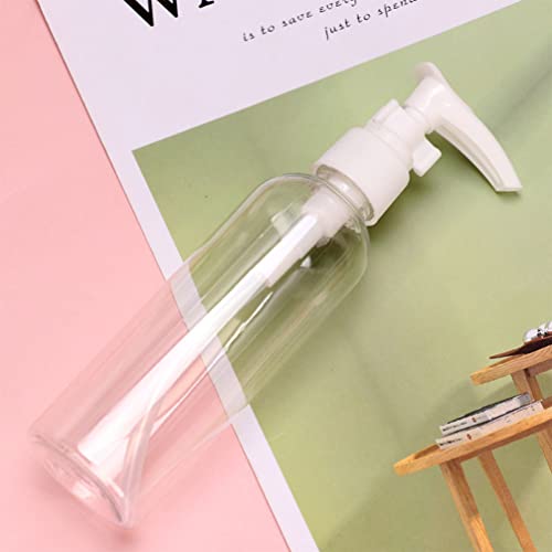 Cabilock 4pcs 100ml Empty Pump Dispenser Bottle Portable Spray Bottle Liquid Shampoo Container for Travel Flight Airport Holiday(Transparent Whit