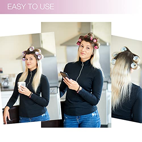 KHEERANA 10 Pieces Self Grip Hair Rollers 44MM Medium Hair Curlers For Short And Long Hair Salon Hairdressing Curler For Curling And Styling Hair