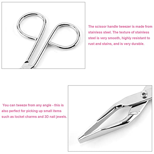 Professional Scissor Handle Eyebrow Tweezer Slant Tip Tweezer Flat Tip Tweezers Hair Plucker Pliers Beauty Tools for Women and Men, Straight Tip