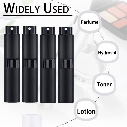 Perfume Atomiser, 4PCS Black Perfume Travel Bottle,Bottle Perfume Atomisers Refillable,Spray Bottle Easy Atomizer, Portable Refillable Perfume At