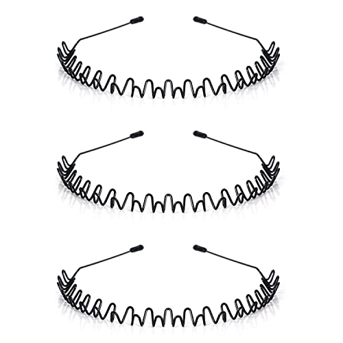 Hair Bands for Men, Non-Slip Sports Fashion Headband, Mens Metal Hair Band, Hair Hoop for Outdoor Sports, Weddings, Daily Wear (3 Pieces)