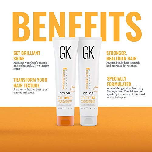 GK HAIR Global Keratin Moisturizing Shampoo and Conditioner Sets (3.4 Fl Oz/100ml) for Color Treated Hair - Daily Use Cleansing Dry to Normal Sul