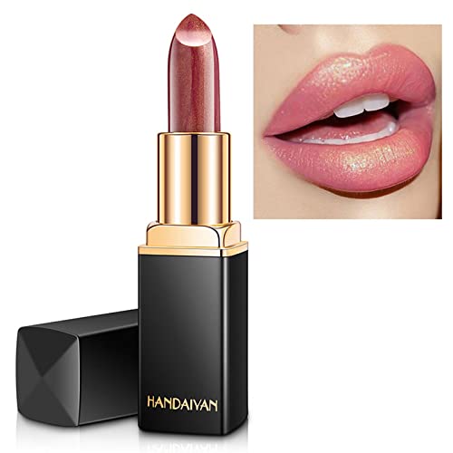 Colour Changing Lipstick, Glitter Shimmer Lipsticks Non-Stick Cup Pink Lipstick, Moisturizing Full Colour Hydrating Lip Stick Metallic Pearlescen