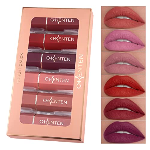 ONLYOILY Lipstick Makeup Set,Matte Lipstick Lasting Beauty Lips, Intense pigments,Waterproof Long Lasting Lip Makeup Kit Makeup Gift Set (6 Color