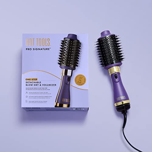 Hot Tools Pro Signature One-Step Detachable Blow-Dry & Volumiser (Activated Charcoal Bristles, Direct ION Technology, Oval Design, Thermaglide Ce