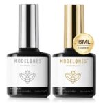 Modelones Gel Nail Polish Top and Base Set, 2x15ml No Wipe Gel Top Coat and Base Coat Gel Polish Kit, No Wipe LED Soak Off Nail Art Manicure Star