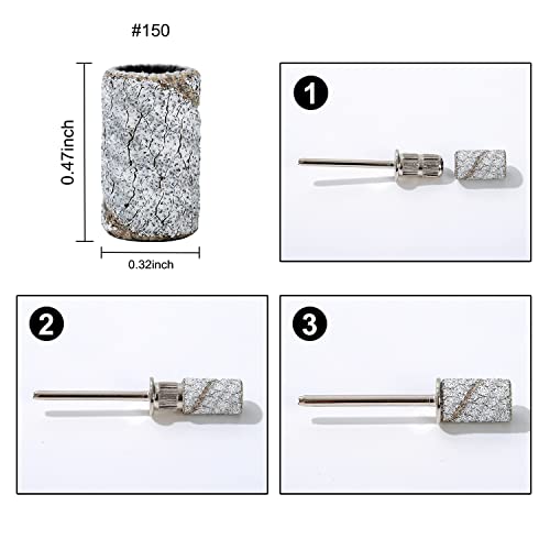 BNG 80/120 /180 Grit Sanding Bands For Nail Drill Manicure Set with Box, 210pcs Nail Drill Sanding Tape, Nail Art Sanding Tape with 1pcs 3/32 inc