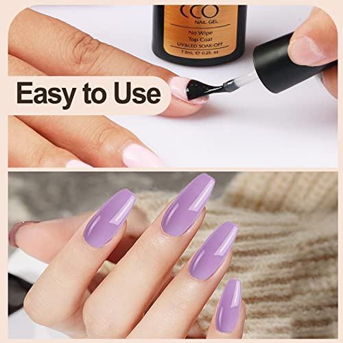 CCO Gel Base Coat and Top Coat Nail Polish- No Wipe Base and Top Coat Set LED UV Soak Off Nail Lamp for Home DIY & Nail Salon Varnish Long Lastin