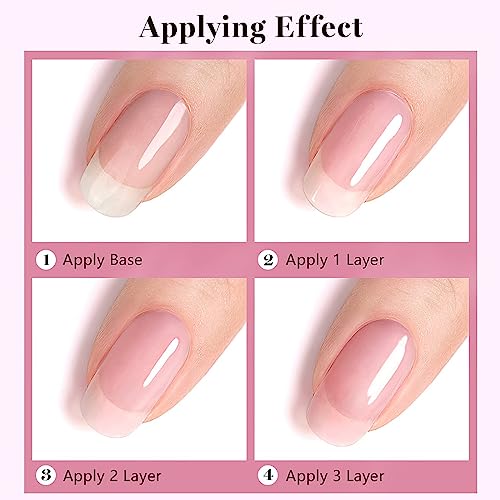 Jelly Nail Polish - Bare Pink Nail Varnish - Translucent Pink Quick Drying & Long Lasting Nail Polish - Water Based Formula & No Need Baking Nail