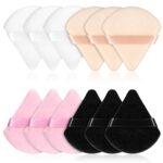 Pinenuts 12 Pcs Triangle Powder Puff, 4 Colors Makeup Puff, Soft Body Sponge Foundation Cosmetic Makeup Tool, Wet & Dry Dual-Use Powder Puff Pads