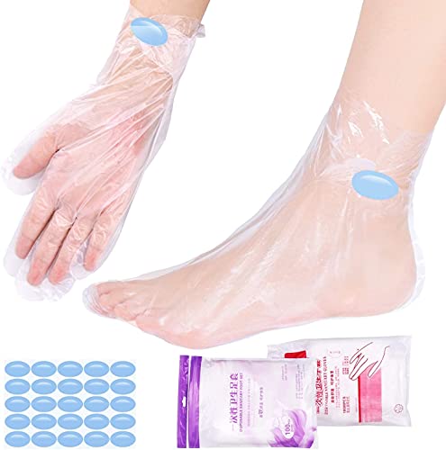 SelfTek 200Pcs Paraffin Wax Bath Liners Disposable Plastic Hand and Foot Bags for Pedicure Hot Spa Wax Treatment Thermal Paraffin Wax Therapy wit
