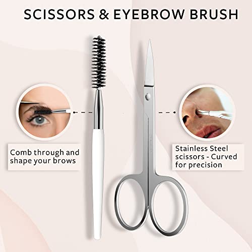 MAIA 6 Piece Professional Facial Hair Tweezers Set for Women - Eyebrow, Lash and Blackhead Remover Tool, Ingrown Hair, Flawless Hair Removal - Tr