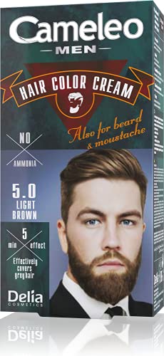 Cameleo Men - Permanent Hair Dye | Dark Brown Colour for Hair Beard & Moustache | Natural Colour Effect in 5 Minutes | Cover Grey Hair | Ammonia
