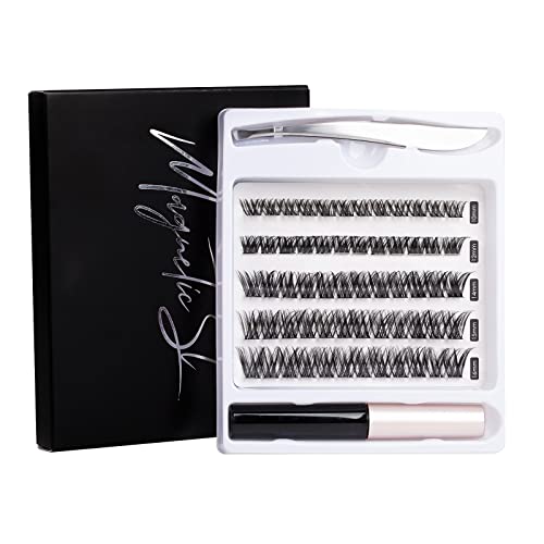 False Eyelashes, 10 Pairs False Eyelashes with Eyelash Glue Multipack Natural looking False Eyelashes Soft Reusable Fluffy Full Lashes Black Stri