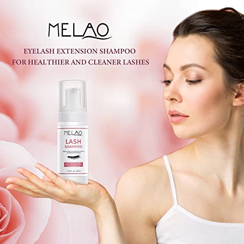 Eyelash Extension Cleanser Eyelid Foaming Cleanser Lash Foam Shampoo for Extensions, Oil, Paraben & Sulfate Free,100% Safe for Natural Lashes, No