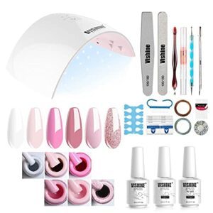 Vishine Gel Nail Polish Starter Kit - 6 Colours Gel Polish Set Base Top Coat, 36W LED Nail Dryer Lamp with Full DIY Gel Manicure Nail Tools 8ml S