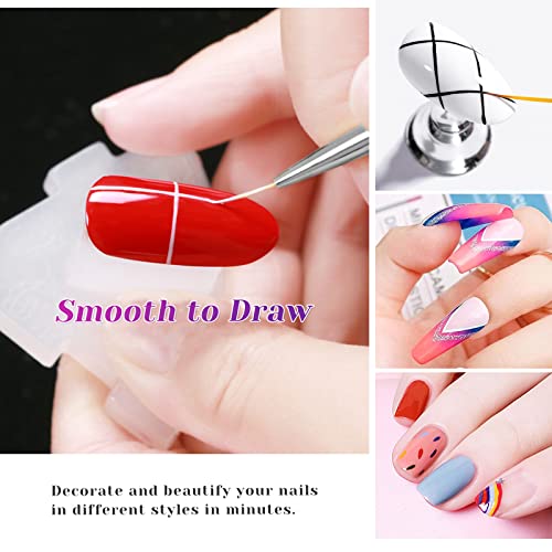 Qufiiry 3 Pcs Nail Art Liner Brushes, Miniature Fine Detail Paint Brush Set, Detailer Brush Dotting Tool for DIY Nail Art Salon and Home Use