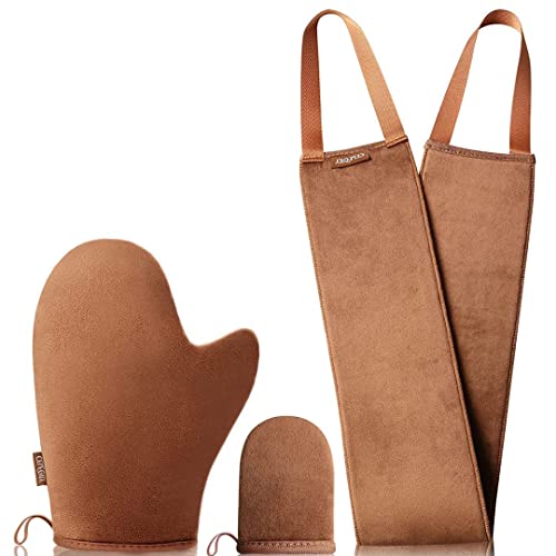 Celecily Fake Tan Mitt Applicator - Self Tanning Mitt Set with velvet Tanning Mitten for Self Tan Mitt, Self Tanner Back Applicator, Face Fake Ta