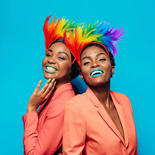 LGBT Gay Pride Accessories, Rainbow Feather Headband, Pride Hair Accessories Costume Accessories Fancy Dress Outfit for Women Girl Aldult