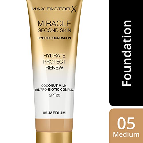 Max Factor Miracle Second Skin Hydrating Foundation, 05-medium - 30 ml
