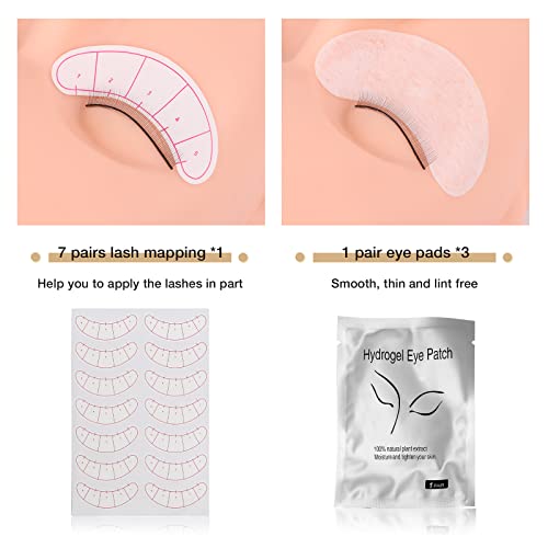 LASHVIEW Eyelash Extension Kit,with Mannequin Head,Lash Extension Supplies for Beginners,Professional Eyelash Extension Kit, for Makeup and Eyela