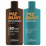 Piz Buin Sun Lotion SPF50+ 200ml bundled with After Sun Soothing Cooling Moisturising Lotion 200ml with Aloe Vera and Mint Extract - Sun Protecti