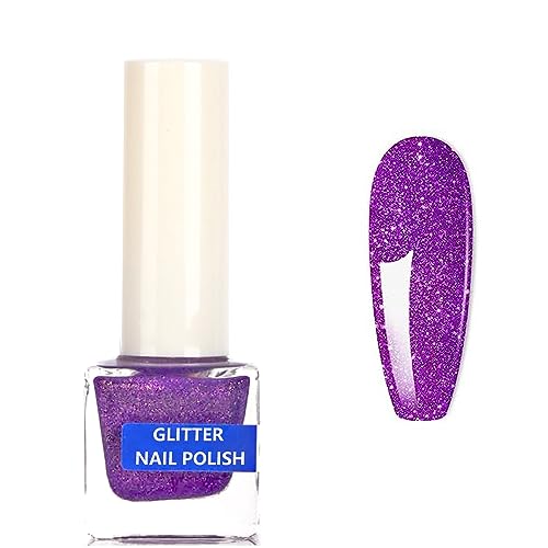 Holographic Nail Polish - Pearl Purple Nail Polish - Mermaid Sea Nail Varnish Shimmer Effect - Quick drying No Need Cured 7 Days Long Lasting Nai