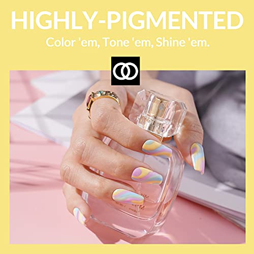 LagunaMoon™ Gel Nail Polish Set - 6 Colours Pastel Blue Pink Green Yellow White Vibrant High-Shine Kit Gel Polish for Salon Quality DIY Nails - U