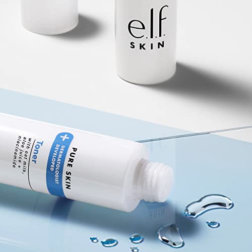e.l.f. Pure Skin Toner, Gentle, Soothing & Exfoliating Daily Toner for A Smoother-Looking Complexion, Made with Oat Milk, Aloe Juice & Niacinamid