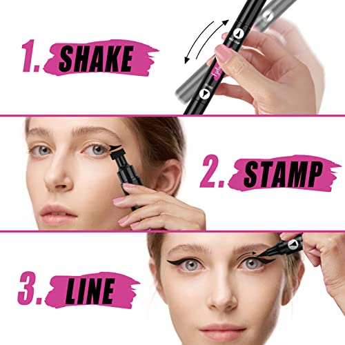 Cilrofelr Eyeliner Stamp Wingliner, 2 Easy Winged Eyeliner Stamps to Create Perfect Cat Eye, Long Lasting, Waterproof & Smudge proof Liquid Eyeli
