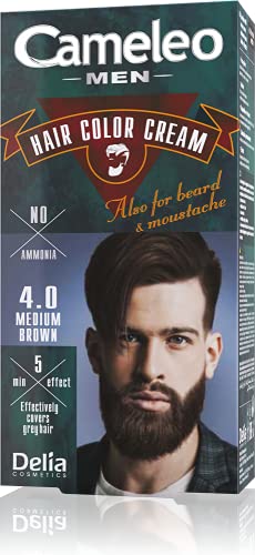 Cameleo Men - Permanent Hair Dye | Dark Brown Colour for Hair Beard & Moustache | Natural Colour Effect in 5 Minutes | Cover Grey Hair | Ammonia