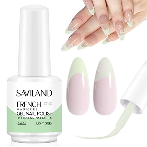Saviland French White Gel Nail Polish -10ml Upgrade U V/LED Soak Off Gel Nail Polish Manicure for Professional, Salon & Home Use, Long Lasting, E