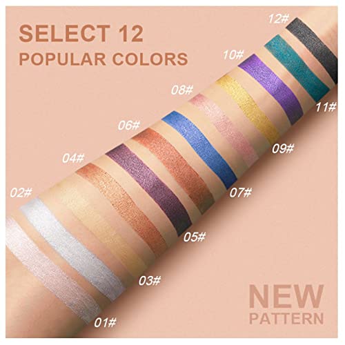 RoseFlower 12 Colors Eyeshadow Pencil Crayon Waterproof & Long Lasting Eyeshadow Stick Shimmer Cream Eyeshadow Pen Create Glitter Eye Makeup, Eas