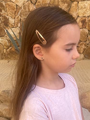 Heliums Light Beige Blonde Snap Clips, 5cm Metal Hair Barrettes for Women and Kids, Neutral Shades- 12 Count