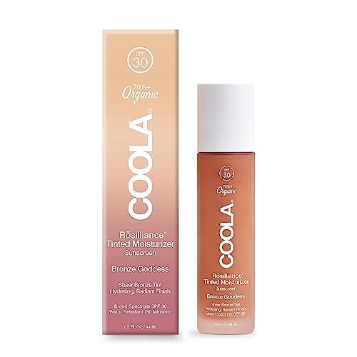 Coola Rosilliance SPF 30 BB+ Mineral Tinted Sunscreen, Sheer and Luminous Finish, 70 Percent + Organic and Dermatologist Tested, Bronze Goddess ,