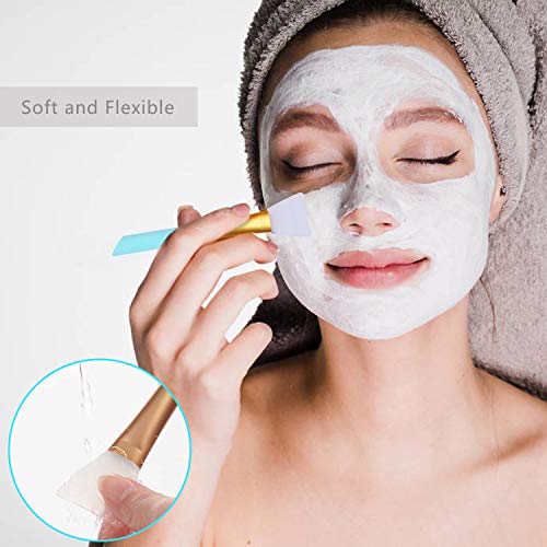 OBSCYON 4 Pcs Manual Silicone Face Scrubber Facial Cleansing Brush,1 Pcs Silicone Exfoliating Lip Brush Nose Cleaning Brush and 1 Pcs Face Mask B
