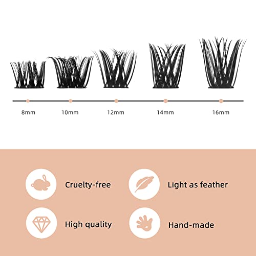 Lash Clusters DIY Eyelash Extensions 72 Pcs D Curl 10mm Cluster Eyelash Extensions Thin Stem Cluster Lashes Individual Lashes Cluster Lashes Wisp