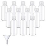SPEACOUR 12 Pcs Clear Travel Bottles 50ml Transparent Flip Cap Bottles Refillable Empty Travel Containers Bottle Plastic Lotion Bottle with Small