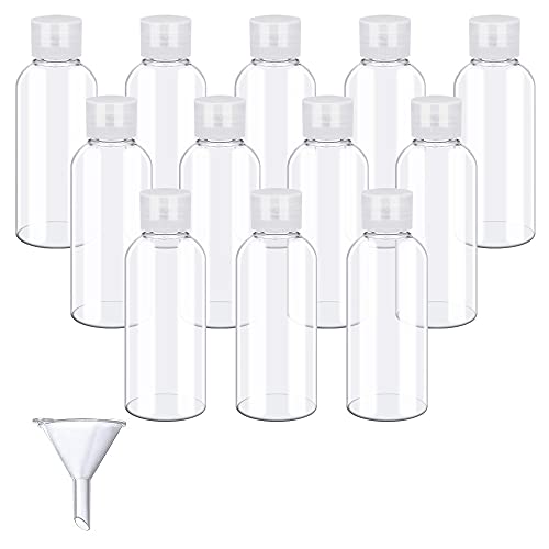 SPEACOUR 12 Pcs Clear Travel Bottles 50ml Transparent Flip Cap Bottles Refillable Empty Travel Containers Bottle Plastic Lotion Bottle with Small