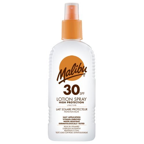 Malibu High Protection Sun Lotion Spray SPF30 UVA UVB Sunscreen 200ml (Pack of 2)