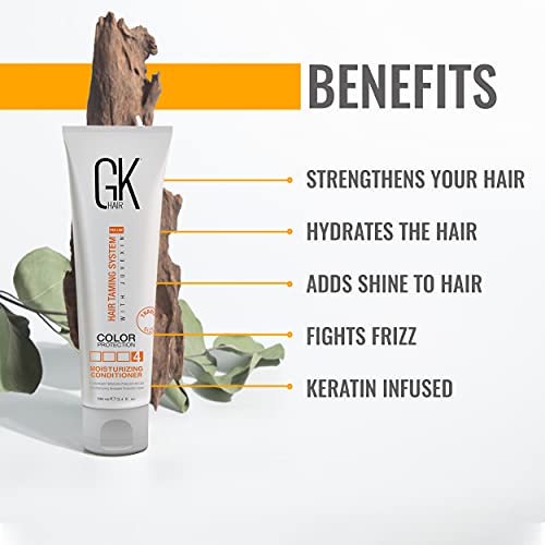GK HAIR Global Keratin Moisturizing Hair Conditioner (100ml/3.4 Fl Oz) for Color Treated Dry Damaged Curly Frizzy Hair - Organic Paraben Sulfate