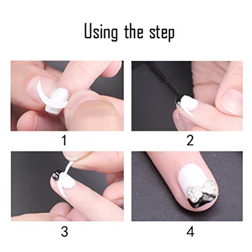 Lanjue 25Sheets/1200PCS French Manicure Nail Sticker,Self-Adhesive Half-Moon Shaped Manicure Stickers