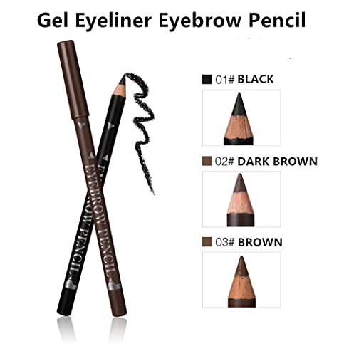 Go Ho 6 PCS Eyebrow Eye Liner Pencil Set,Easy to Color Waterproof Eyebrow Pencil,Professional Long-lasting Eyeliner Makeup Brow Tint Pen,3 Colors