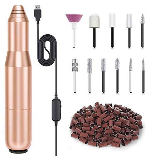 FOLAI Electric Nail Files, Nail Drill Set for Acrylic Gel Nails, Portable Manicure Pedicure Kit with Sanding Bands and Nail Drill Bits(Pink)