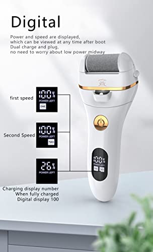 Latest Wizcom Electric Foot File Callus Remover for Dry Dead Skin Waterproof and Rechargeable Professional 10 in 1 Care for Foot (White)