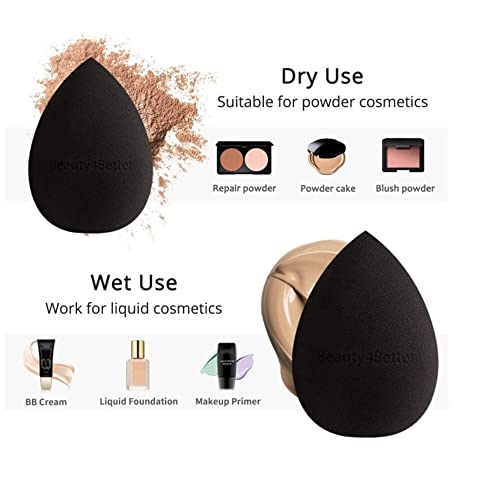 Beauty4Better Luxury Cosmetic Non-Latex Soft Vegan Face Makeup Applicator Sponge (Pack of 1) Colour - Black - for Blending Liquid Foundation Crea