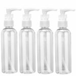 Cabilock 4pcs 100ml Empty Pump Dispenser Bottle Portable Spray Bottle Liquid Shampoo Container for Travel Flight Airport Holiday(Transparent Whit