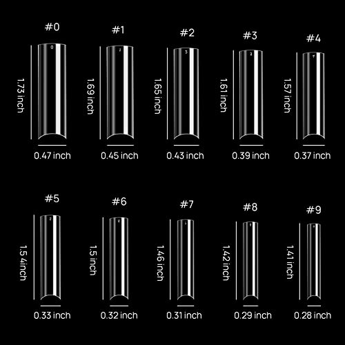 JUSTOTRY 700 Pcs No C Curve Clear Nail Tips No Glue, Extra Long Square Nails Tip Set, XXL Full Cover Fake Nails Tips for Women,Acrylic Straight F