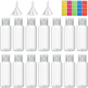14 Pcs 50ml Plastic Bottles, Refillable Transparent Liquid Containers Bottle Empty Travel Bottles for Toiletries, Portable Mini Flip Cap Bottles